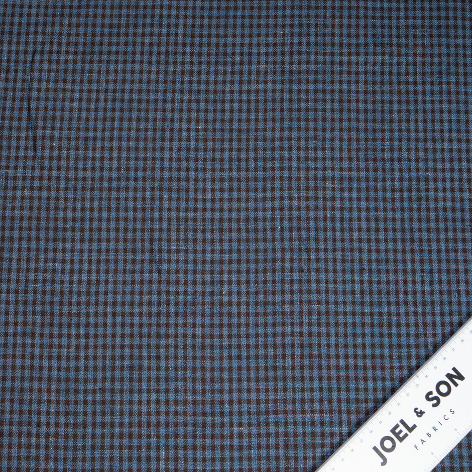 Brown & Blue Small Checkered Pure Linen