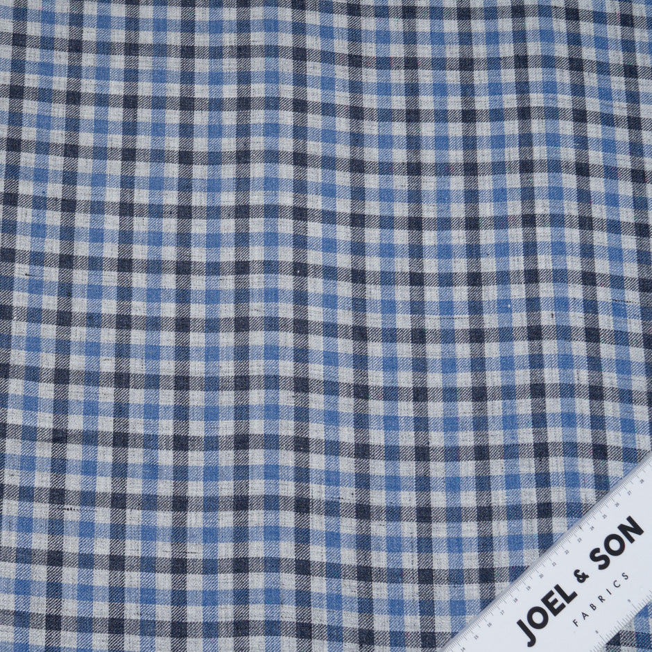 Grey & Blue Checkered Linen