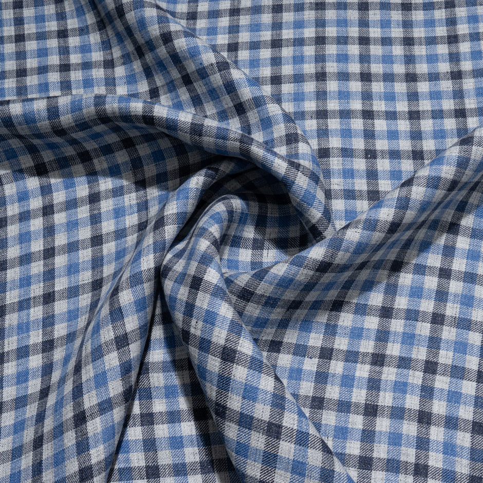 Grey & Blue Checkered Linen