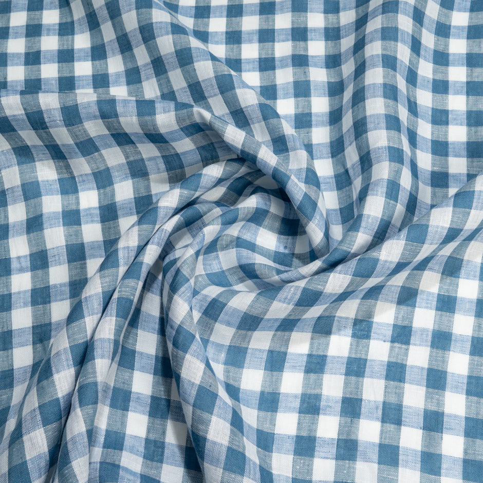 Blue & White Larger Gingham Linen