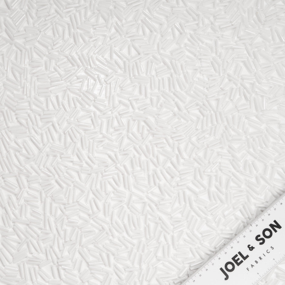 White Recycled Straw Embroidered Tulle