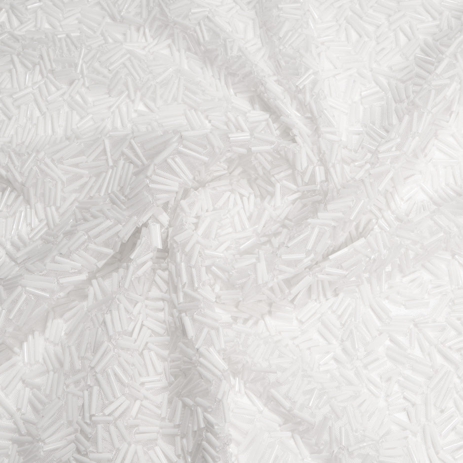 White Recycled Straw Embroidered Tulle