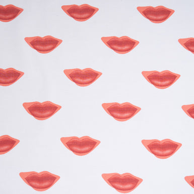 Red Lips Printed Ivory Pure Silk Georgette