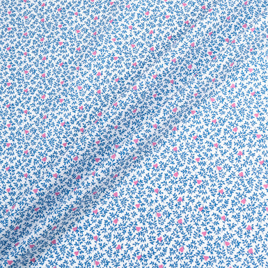 Pink Heart & Blue Leaf Printed Pure Cotton