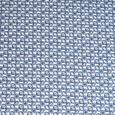 Blue Geometric Heart Printed Lightweight Cotton (A 1.45m Piece)