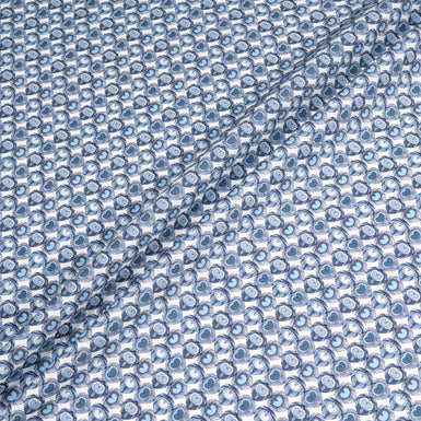 Blue Geometric Heart Printed Lightweight Cotton (A 1.45m Piece)