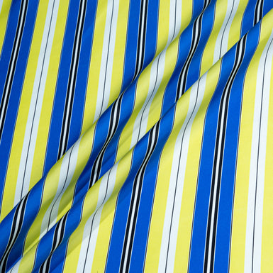 Yellow & Blue 'Barcode' Striped Pure Silk Twill
