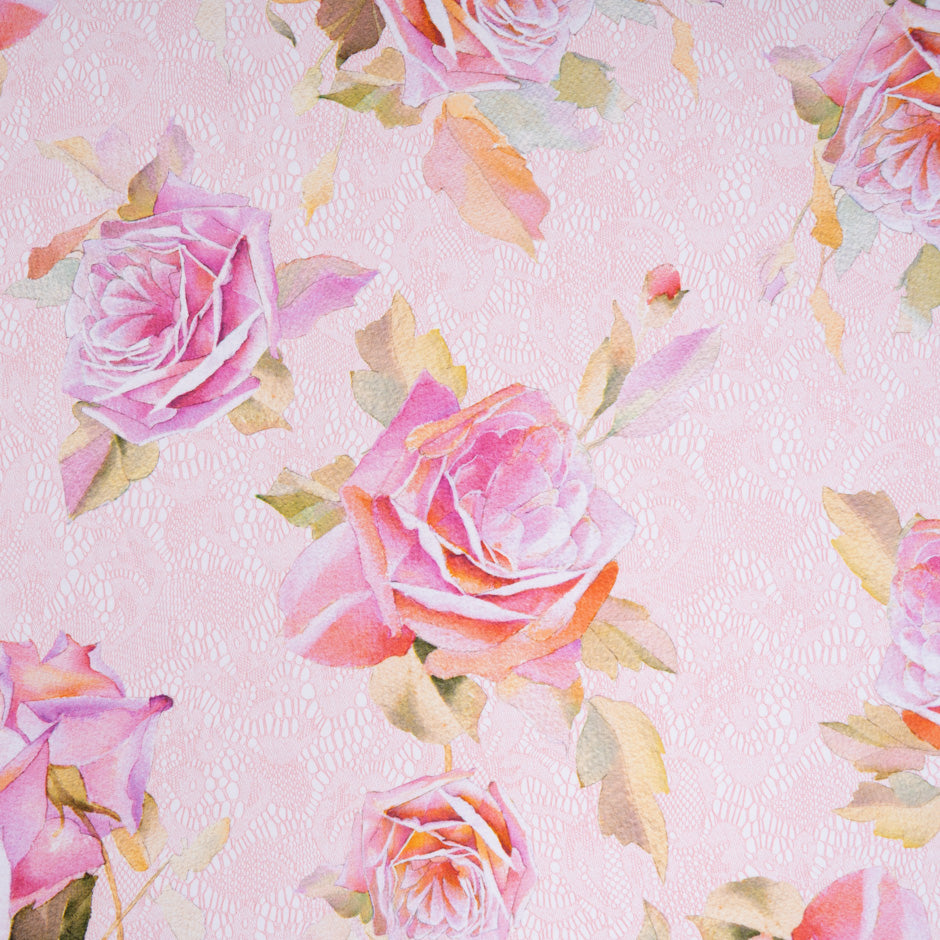 Lace & Large Rose Printed Viscose Crêpe