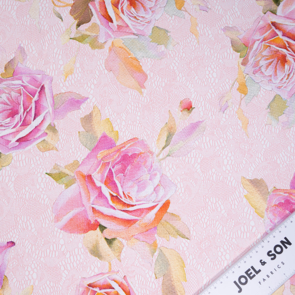 Lace & Large Rose Printed Viscose Crêpe