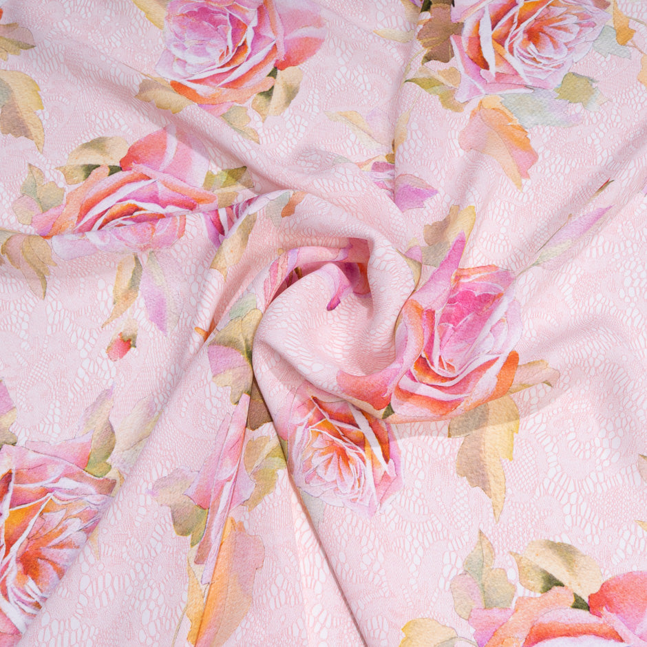 Lace & Large Rose Printed Viscose Crêpe