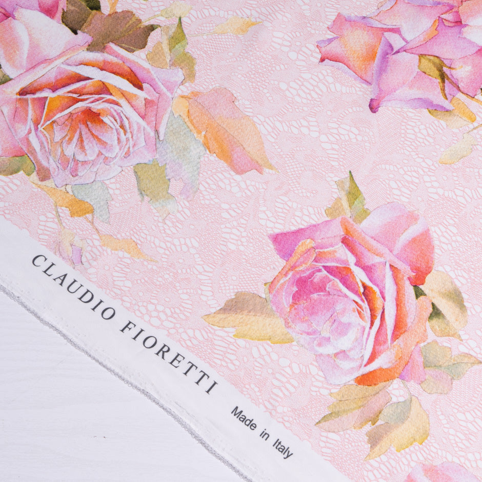 Lace & Large Rose Printed Viscose Crêpe