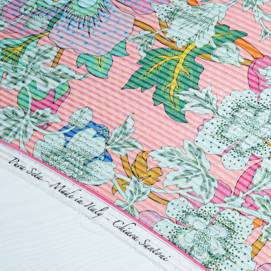 Floral Printed Multi-Coloured Metallic Silk Georgette