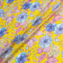 Blue & Pink Floral Printed Yellow & Metallic Silk Georgette