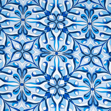 Blue & White Kaleidoscopic Printed Luxury Cotton