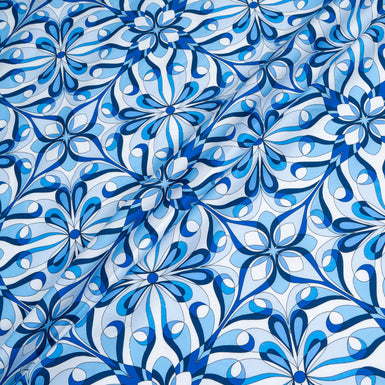 Blue & White Kaleidoscopic Printed Luxury Cotton