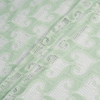 Mint Green Embroidered Crêpe de Chine