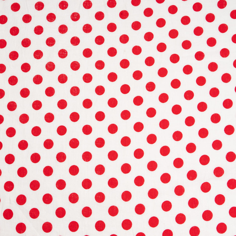 Rich Red Spotted White Pure Linen