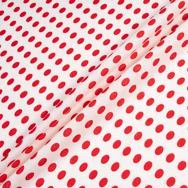 Rich Red Spotted White Pure Linen