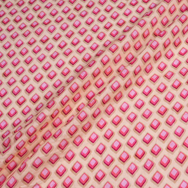 Pink Geo Printed Peach Pure Linen