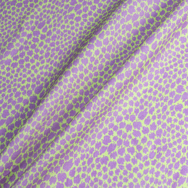 Lilac Leaf Printed Lime Green Pure Linen