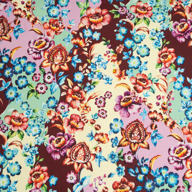 Blue & Red Floral Printed Pink Cotton & Wool Blend