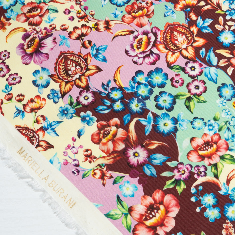 Blue & Red Floral Printed Pink Cotton & Wool Blend