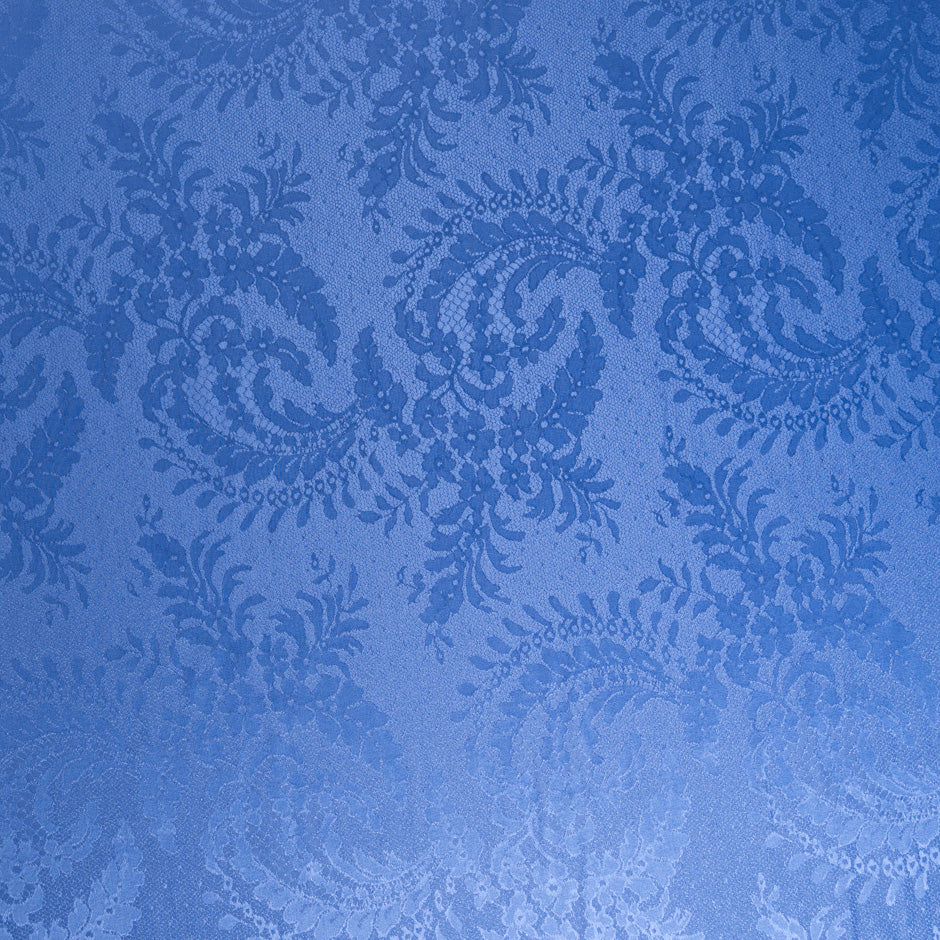 Bright Periwinkle Floral Lace Jacquard Pure Silk