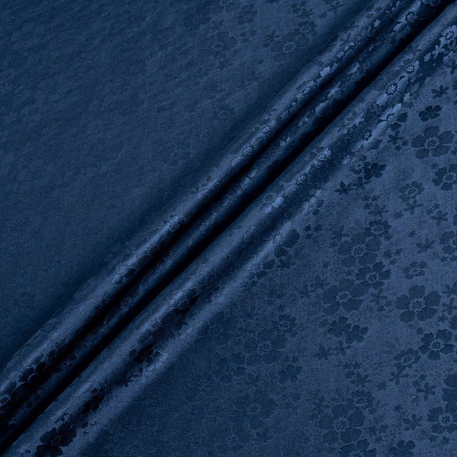 Midnight Blue Floral Jacquard Pure Silk (A 3m Piece)