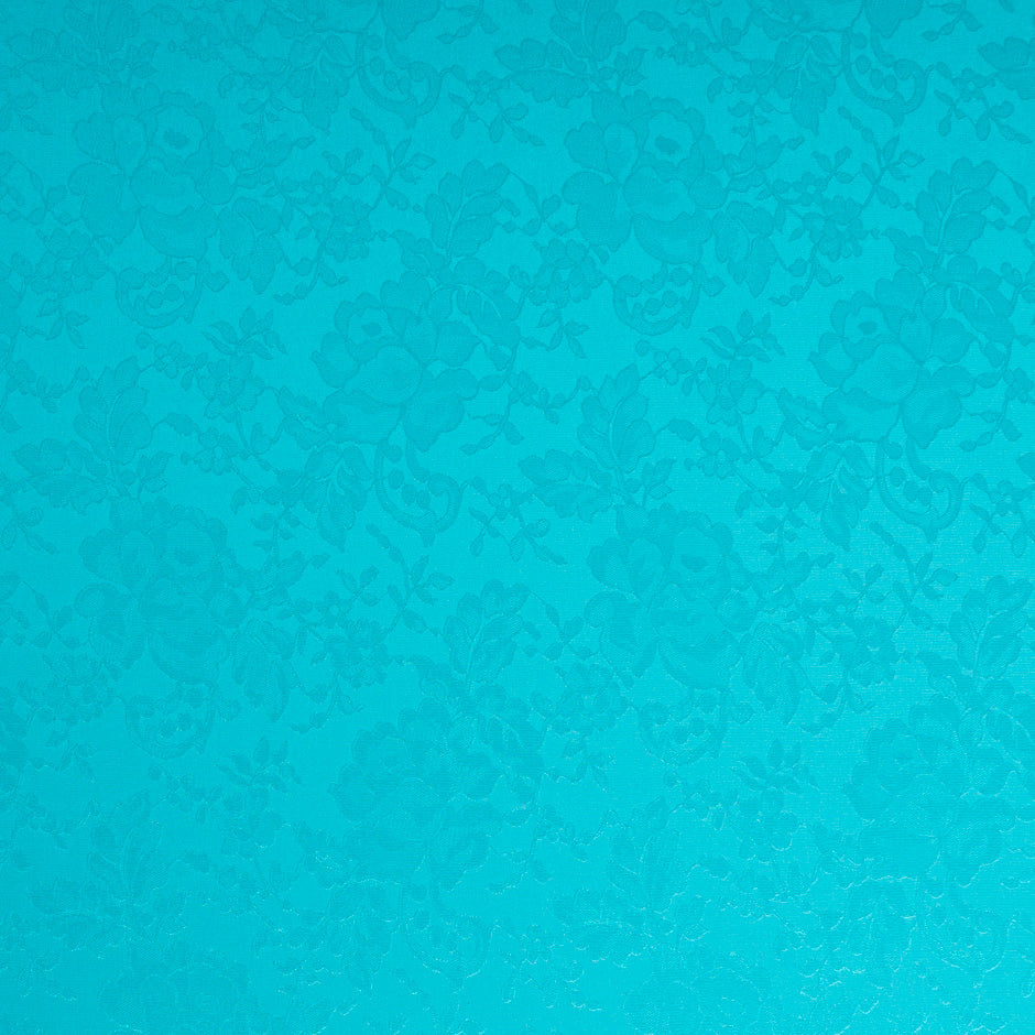 Rich Turquoise Floral Jacquard Pure Silk (A 1.95m PIece)