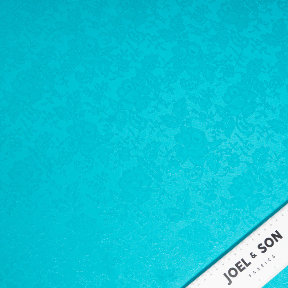 Rich Turquoise Floral Jacquard Pure Silk (A 1.95m PIece)