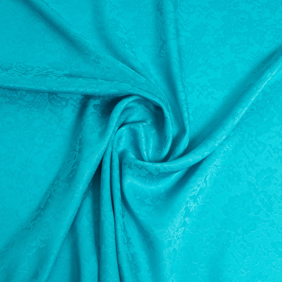 Rich Turquoise Floral Jacquard Pure Silk (A 1.95m PIece)