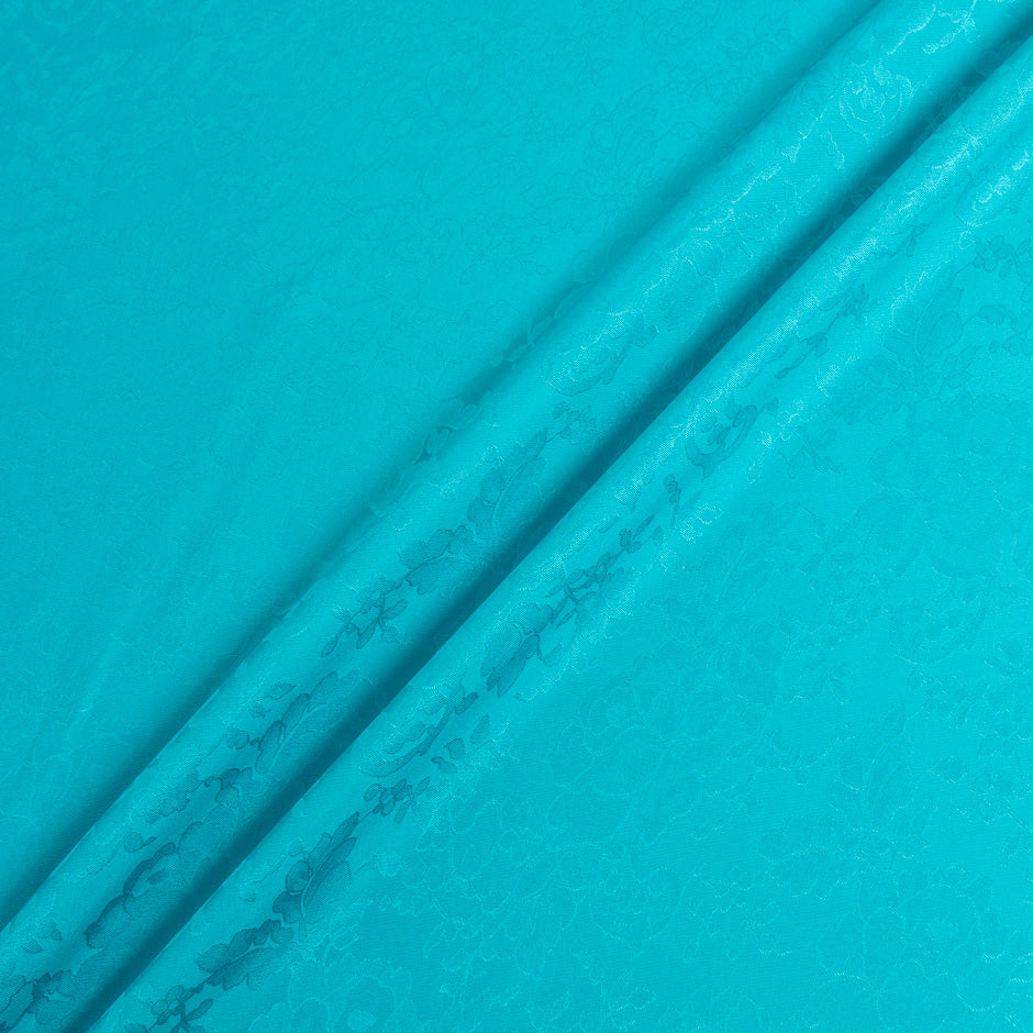 Rich Turquoise Floral Jacquard Pure Silk (A 1.95m PIece)