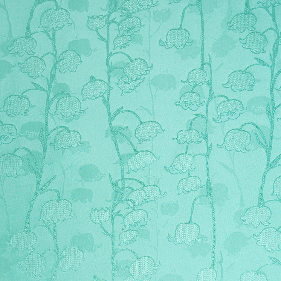 Mint Green Blue Bell Jacquard Pure Silk