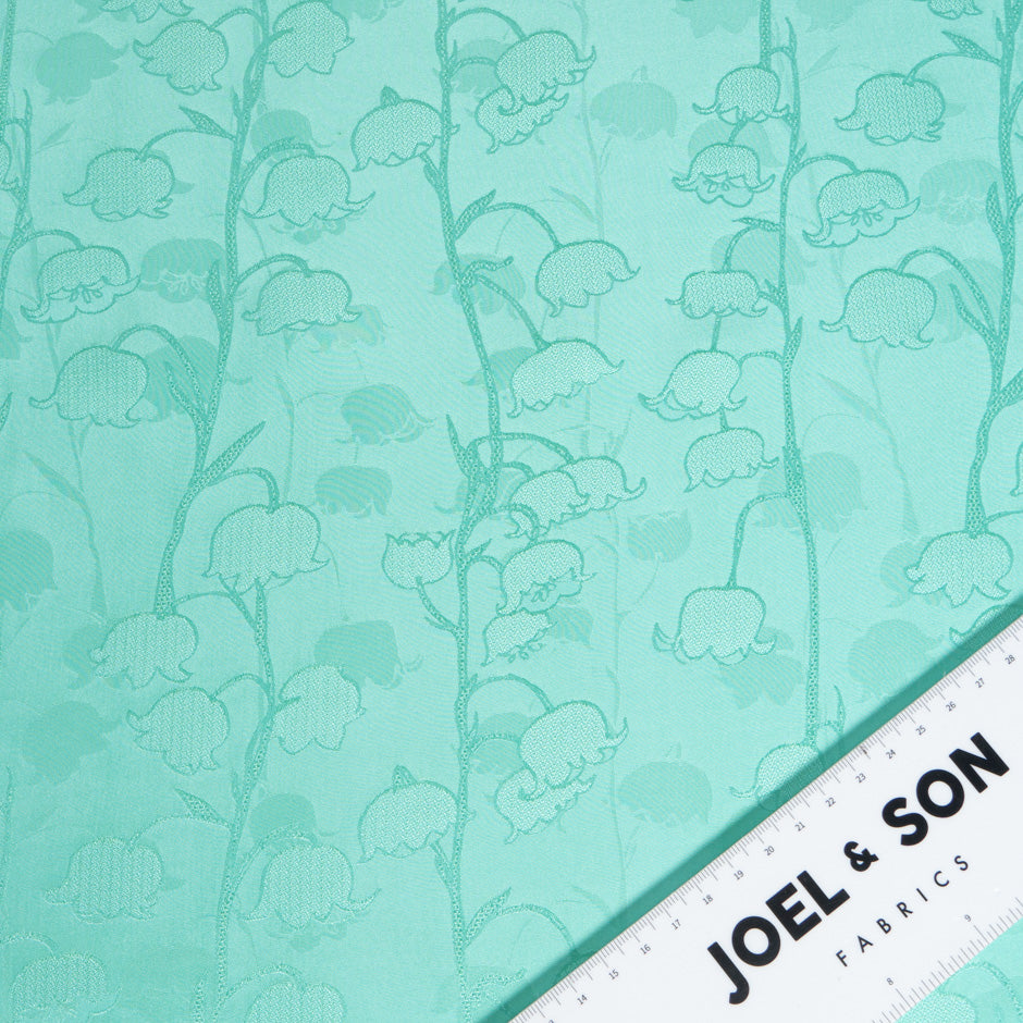 Mint Green Blue Bell Jacquard Pure Silk