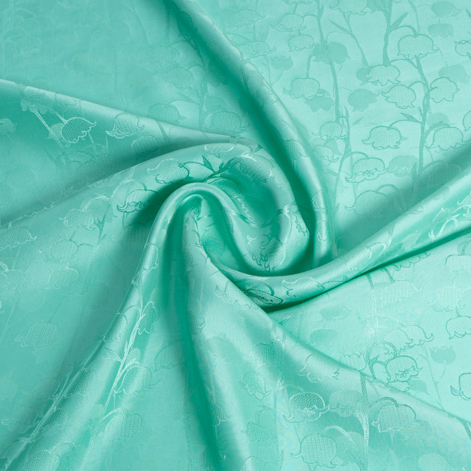 Mint Green Blue Bell Jacquard Pure Silk