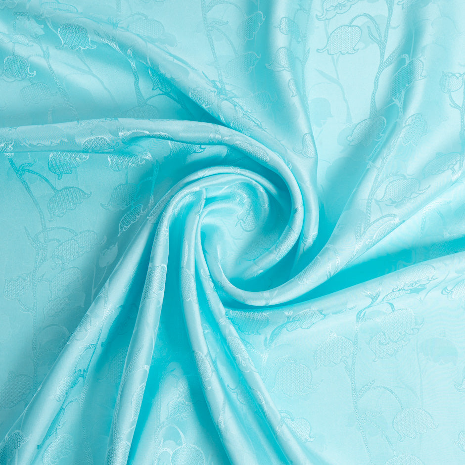 Baby Blue Blue Bell Jacquard Pure Silk (A 2.50m Piece)