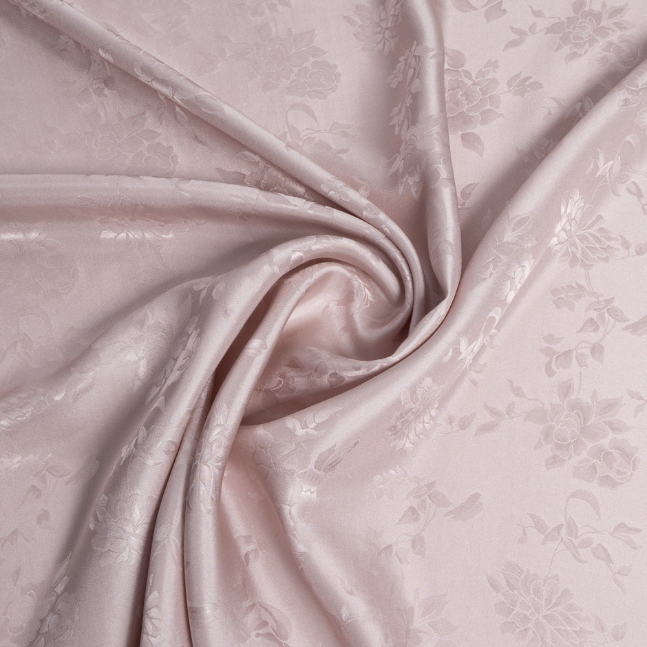 Pale Blush Large Floral Jacquard Pure Silk (A 2.75m Piece)
