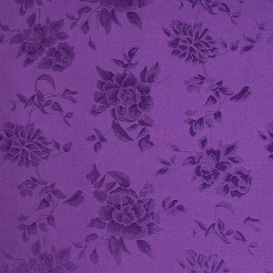 Purple Large Floral Jacquard Pure Silk