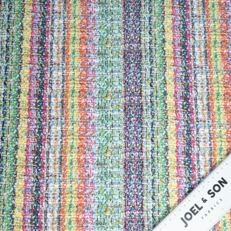 Multi-Coloured 'Bouclé' Printed Pure Silk Twill