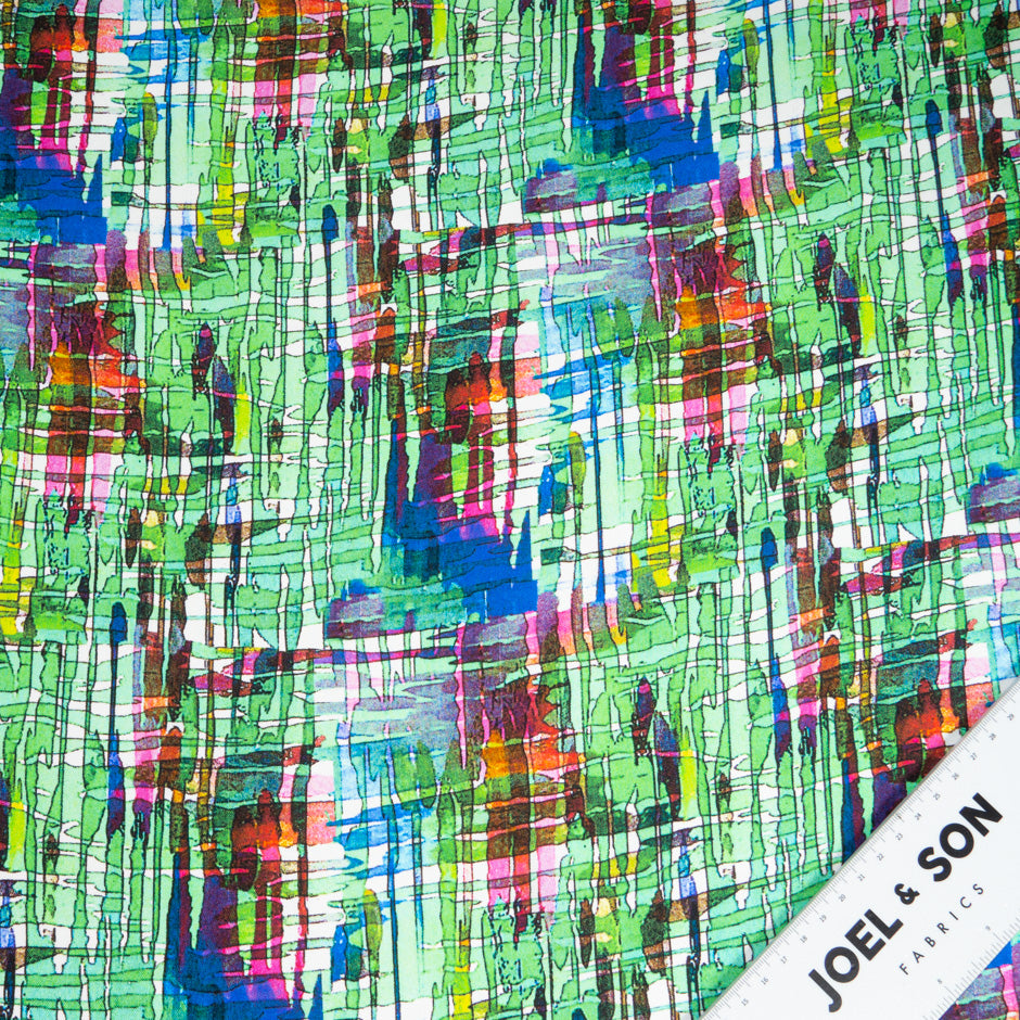 Green & Multi-Coloured Printed Pure Silk Twill