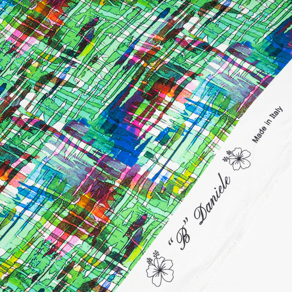 Green & Multi-Coloured Printed Pure Silk Twill