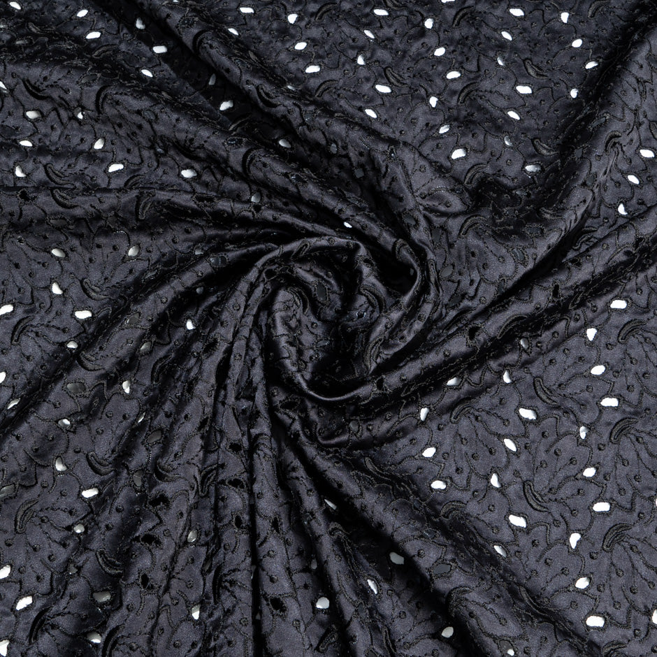 Midnight Blue Floral Embroidered Silk