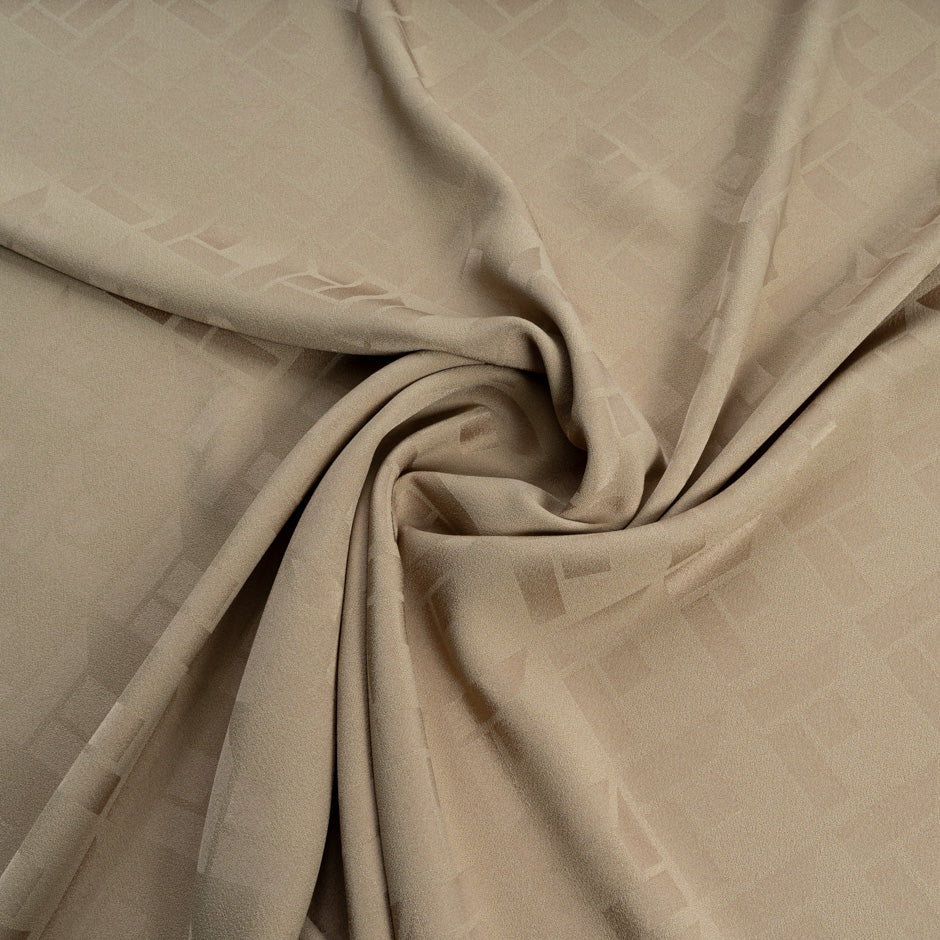 Rich Beige Viscose Jacquard Crêpe