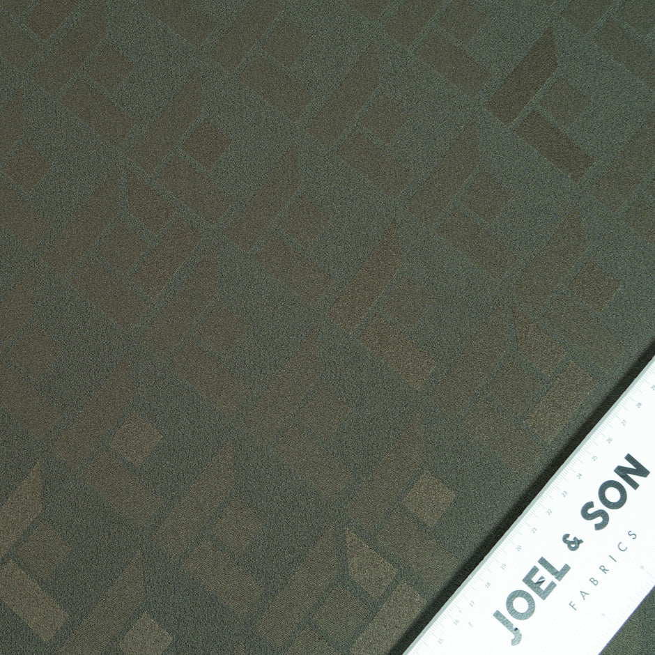 Khaki Green Viscose Jacquard Crêpe