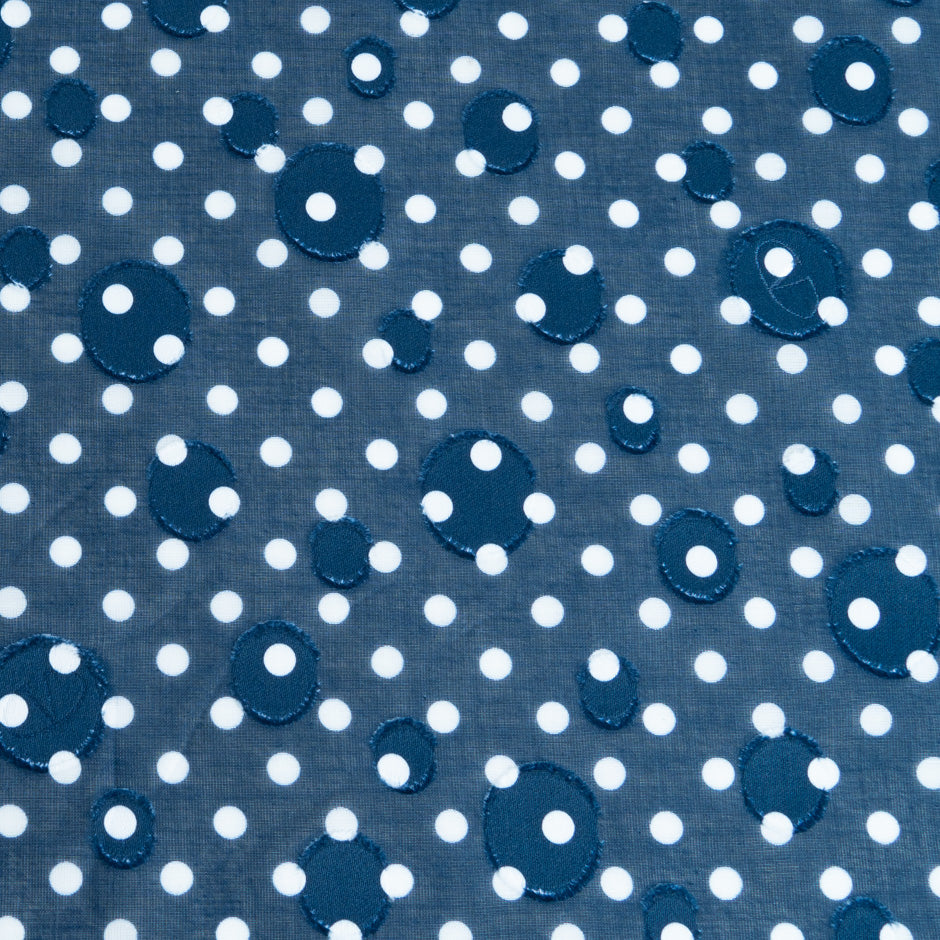 White Spotted Blue Cotton Voile Jacquard (A 2.50m Piece)