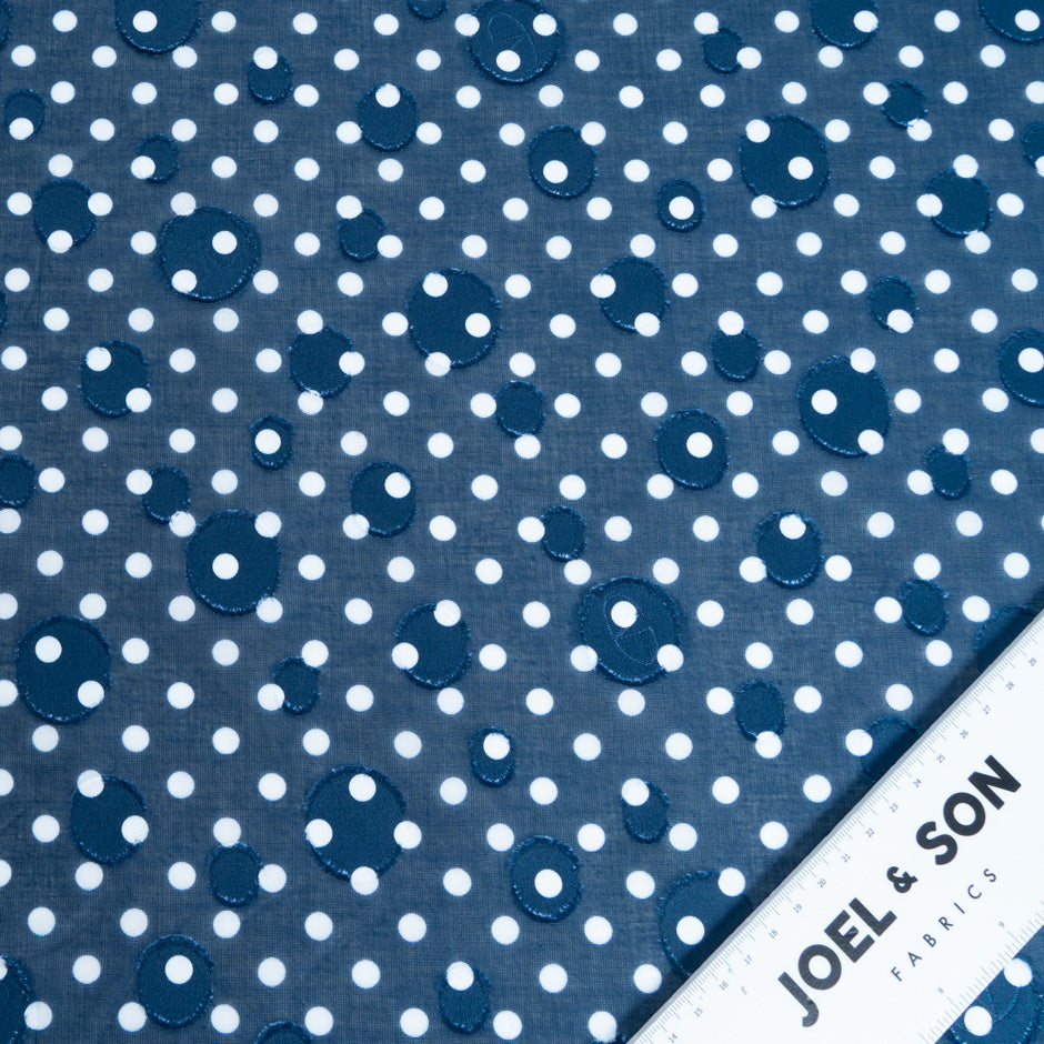 White Spotted Blue Cotton Voile Jacquard (A 2.50m Piece)