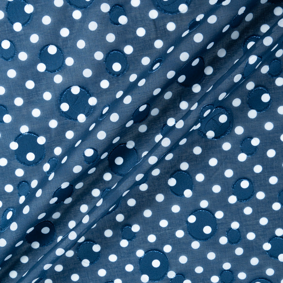 White Spotted Blue Cotton Voile Jacquard (A 2.50m Piece)