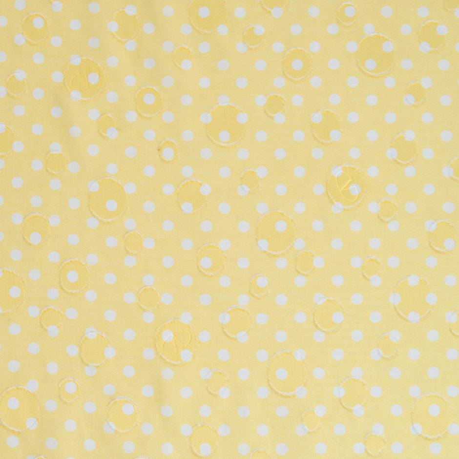 White Spotted Canary Yellow Cotton Voile Jacquard (A 2.15m Piece)