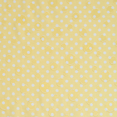 White Spotted Canary Yellow Cotton Voile Jacquard