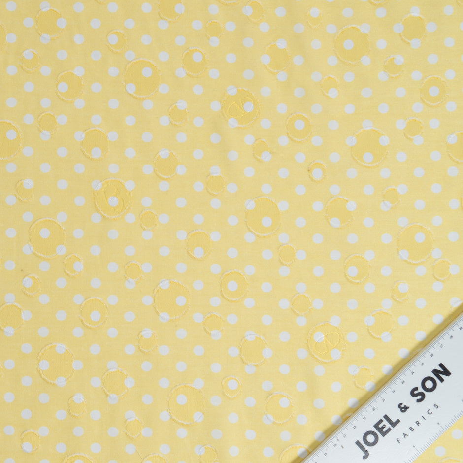 White Spotted Canary Yellow Cotton Voile Jacquard (A 2.15m Piece)